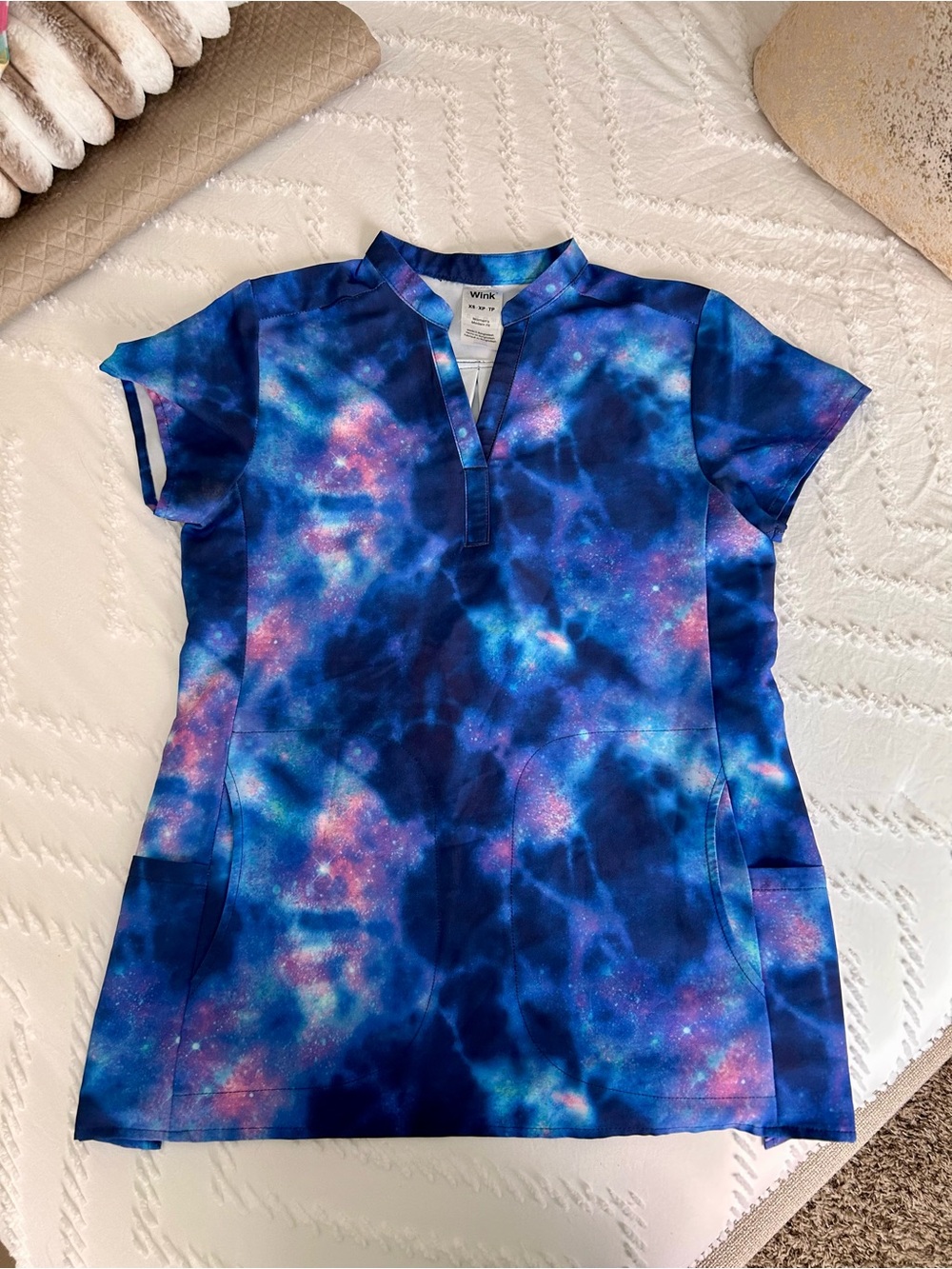 Wink Galaxy Print Scrub Top